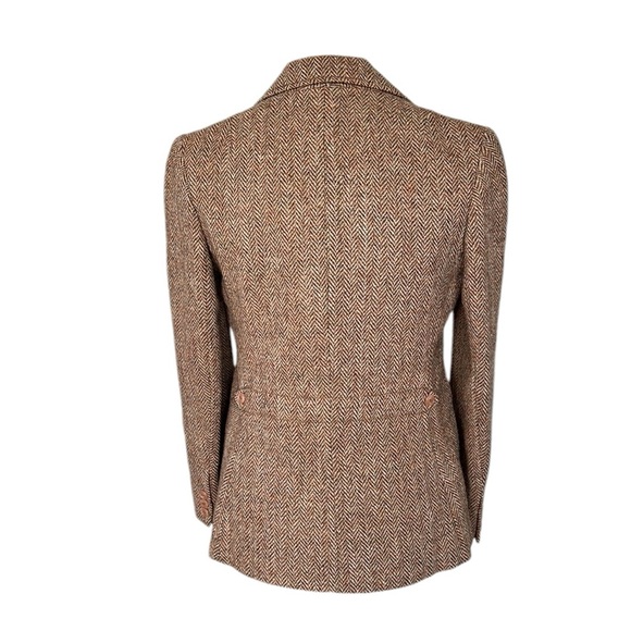 VTG Elegance English Harris tweed tan cream herringbone blazer size 11 W size 6 - Picture 12 of 12